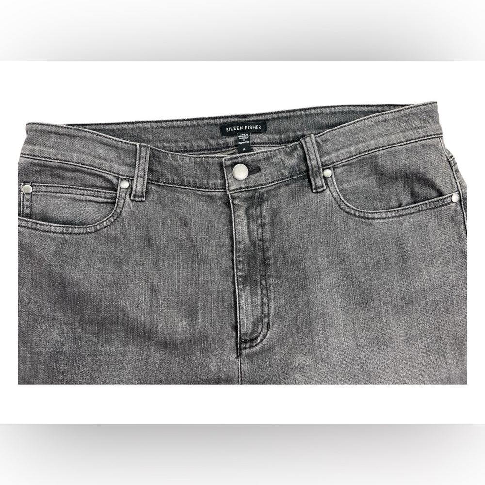 Eileen Fisher Organic Cotton Stretch High Waisted Jeans Carbon Grey - Picture 7 of 14